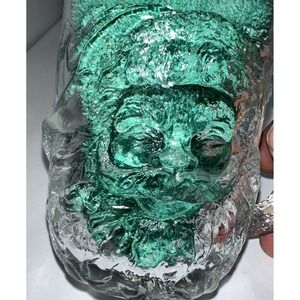 Vintage Luminarc USA Heavy Glass Santa Claus Christmas Mug Coffee Tea 4" (2P)